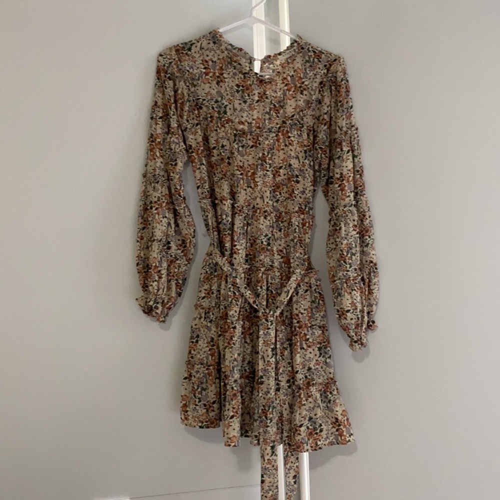 Storia dress floral tie around waist tiered size s